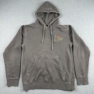 Jacks Surfboards Hoodie Mens Small Grey Garment Dyed Graphic Pullover Sweatshirt